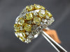 ESTATE EXTRA LARGE 5.01CT WHITE & FANCY YELLOW DIAMOND 18K TWO TONE GOLD 3D RING