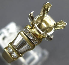 .85CT DIAMOND 14K 2 TONE GOLD ROUND & BAGUETTE SEMI MOUNT ENGAGEMENT RING #16366