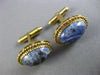 ANTIQUE EXTRA LARGE AAA SODALITE 14K YELLOW GOLD 3D SOLITAIRE OVAL ROPE CUFFLINK