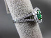 ESTATE 1.47CT DIAMOND & EMERALD 18KT WHITE GOLD 3D HALO FILIGREE ENGAGEMENT RING