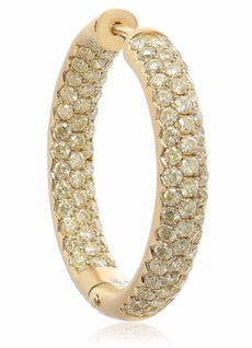 ESTATE 3.75CT FANCY YELLOW DIAMOND 18KT YELLOW GOLD 3D INSIDE OUT HOOP EARRINGS