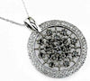 .60CT WHITE & BLACK DIAMOND 14KT WHITE GOLD 3D FLOWER OPEN FILIGREE PENDANT