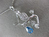 ESTATE .75CT DIAMOND & AAA PEAR SHAPE BLUE TOPAZ 14KT WHITE GOLD 3D BIRD PENDANT