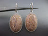 ESTATE LARGE 3.61CT WHITE & PINK DIAMOND 18K WHITE GOLD 3D OVAL HANGING EARRINGS