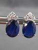 ESTATE 4.23CT DIAMOND & AAA OVAL SAPPHIRE 14KT WHITE GOLD STUD EARRINGS #24449