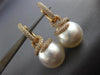 ESTATE LARGE 1.55CT DIAMOND & AAA SOUTH SEA PEARL 18K ROSE GOLD HANGING EARRINGS