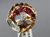 ANTIQUE LARGE .50CT DIAMOND & AAA RUBY 14K WHITE & ROSE GOLD FLOWER RING #25642