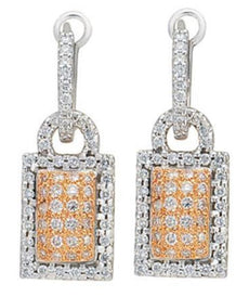 1.04CT DIAMOND 14KT WHITE & ROSE GOLD 3D PAVE LOVE KNOT CLIP ON HANGING EARRINGS