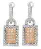 1.04CT DIAMOND 14KT WHITE & ROSE GOLD 3D PAVE LOVE KNOT CLIP ON HANGING EARRINGS