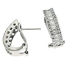 1.91CT DIAMOND 14K WHITE GOLD ROUND & PRINCESS UMBRELLA CLIP ON HANGING EARRINGS