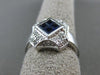 ESTATE WIDE .75CT DIAMOND & AAA SAPPHIRE 14KT WHITE GOLD 3D OCTAGON SQUARE RING
