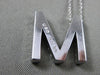 ESTATE LARGE .66CT AAA SAPPHIRE 14KT WHITE GOLD 3D " M " INITIAL PENDANT #16514