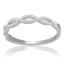 ESTATE .18CT DIAMOND 14KT WHITE GOLD CLASSIC INFINITY WEDDING ANNIVERSARY RING