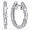 ESTATE .27CT DIAMOND 14KT WHITE GOLD 3 STONE CHANNEL ETOILE HUGGIE FUN EARRINGS