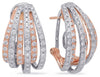 1.41CT DIAMOND 14K WHITE & ROSE GOLD MULTI ROW UMBRELLA CLIP ON HANGING EARRINGS