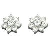 ESTATE 1.36CT DIAMOND 14KT WHITE GOLD 3D CLASSIC 7 STONE FLOWER STUD EARRINGS
