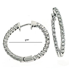 ESTATE 1.10CT DIAMOND 14K WHITE GOLD 3D CLASSIC INSIDE OUT HOOP HANGING EARRINGS