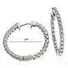 ESTATE 1.10CT DIAMOND 14K WHITE GOLD 3D CLASSIC INSIDE OUT HOOP HANGING EARRINGS