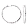 LARGE 2.88CT DIAMOND 14KT WHITE GOLD 3D CLASSIC INSIDE OUT HOOP HANGING EARRINGS