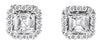 1.11CT DIAMOND 14KT WHITE GOLD 3D ROUND & ASSCHER CUT SQUARE HALO STUD EARRINGS