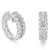 2.16CT DIAMOND 14KT WHITE GOLD 3D ROUND & BAGUETTE 3 ROW HUGGIE HANGING EARRINGS