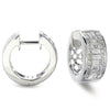 WIDE 1.62CT DIAMOND 14KT WHITE GOLD 3D 3 ROW INVISIBLE HUGGIE HANGING EARRINGS