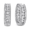 WIDE 2.91CT DIAMOND 14KT WHITE GOLD 3D INSIDE OUT HUGGIE HOOP HANGING EARRINGS