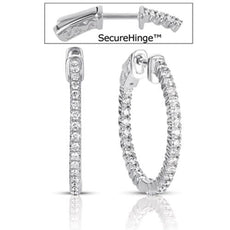 .90CT DIAMOND 14KT WHITE GOLD 3D CLASSIC ROUND INSIDE OUT HOOP HANGING EARRINGS
