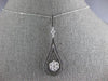ESTATE 1.25CT WHITE & BLACK DIAMOND 14KT WHITE GOLD 3D FLOWER TEAR DROP PENDANT
