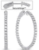 LARGE 2.10CT DIAMOND 14KT WHITE GOLD 3D ROUND INSIDE OUT HOOP HANGING EARRINGS