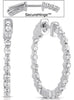 1.14CT DIAMOND 14KT WHITE GOLD 3D INSIDE OUT SHARED PRONG HOOP HANGING EARRINGS