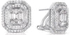 LARGE 1.35CT DIAMOND 14KT WHITE GOLD 3D OCTAGON INVISIBLE HALO CLIP ON EARRINGS