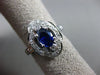 ESTATE WIDE .90CT DIAMOND & SAPPHIRE 14KT WHITE GOLD 3D FLOWER ENGAGEMENT RING