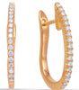 ESTATE .32CT DIAMOND 14KT ROSE GOLD 3D CLASSIC OVAL HUGGIE HOOP HANGING EARRINGS