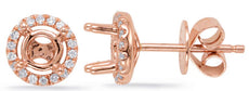 .15CT DIAMOND 14KT ROSE GOLD 3D CLASSIC FOUR PRONG HALO SEMI MOUNT STUD EARRINGS