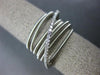 ESTATE WIDE .26CT ROUND DIAMOND 14KT WHITE GOLD MESH MULTI ROW CRISS CROSS RING