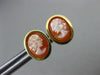 ESTATE OVAL 14KT YELLOW GOLD HANDCRAFTED LADY SHELL CAMEO EARRINGS 10mm #19573