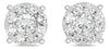 LARGE 1.25CT DIAMOND 14KT WHITE 3D GOLD ROUND CLUSTER INVISIBLE STUD EARRINGS