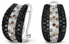 LARGE 3.04CT WHITE BLACK & CHAMPAGNE DIAMOND 14KT WHITE GOLD 3D HANGING EARRINGS