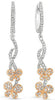 .68CT DIAMOND 14KT WHITE & ROSE GOLD 3D DOUBLE BUTTERFLY LOVE HANGING EARRINGS