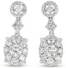 ESTATE LARGE 2.14CT DIAMOND 14K WHITE GOLD OVAL CLUSTER CLASSIC HANGING EARRINGS