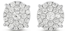 LARGE 2.37CT DIAMOND 14KT WHITE GOLD 3D INVIISBLE FLOWER CLUSTER STUD EARRINGS