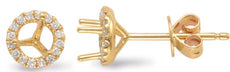 .14CT DIAMOND 14KT YELLOW GOLD ROUND 3D 3 PRONG HALO SEMI MOUNT STUD EARRINGS