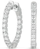 LARGE 2.04CT DIAMOND 14KT WHITE GOLD 3D INSIDE OUT CLASSIC HOOP HANGING EARRINGS