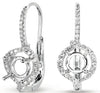 .35CT DIAMOND 14KT WHITE GOLD 3D FLOWER FOUR PRONG SEMI MOUNT HANGING EARRINGS