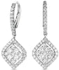 1.47CT DIAMOND 14KT WHITE GOLD 3D CLUSTER TEAR DROP LEVERBACK HANGING EARRINGS