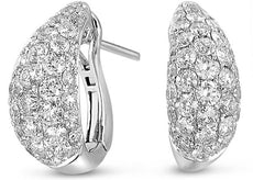 LARGE 1.78CT DIAMOND 14KT WHITE GOLD 3D MULTI ROW DOME SHAPE CLIP ON EARRINGS