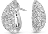 LARGE 1.78CT DIAMOND 14KT WHITE GOLD 3D MULTI ROW DOME SHAPE CLIP ON EARRINGS