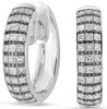 WIDE 1.25CT DIAMOND 14KT WHITE & BLACK GOLD 3 ROW PRINCESS HUGGIE HOOP EARRINGS