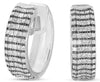WIDE 1.39CT DIAMOND 14KT WHITE & BLACK GOLD 5 ROW PRINCESS HUGGIE HOOP EARRINGS